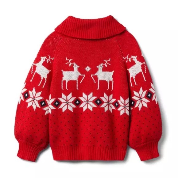 Janie and Jack Red Reindeer Fair Isle Sweater Size 12-18 Months NWOT - Picture 4 of 13